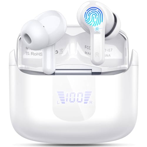 Wireless Earbuds, Bluetooth 5.3 Headphones 2024 .ENC Noise Cancelling Mic Ear buds, 40H Deep Bass Wireless Waterproof Bluetooth Earphones