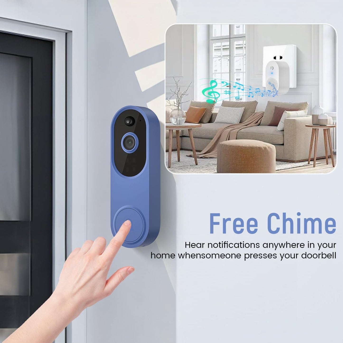 Wireless Video Doorbell with Indoor Ring Chime
