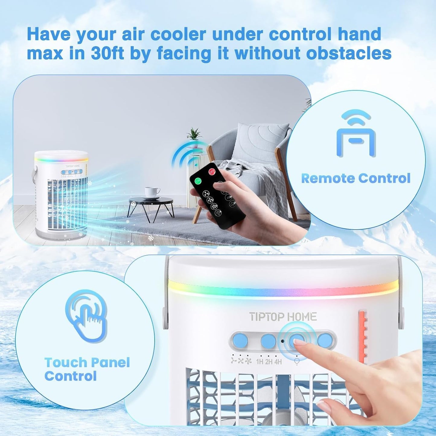 Portable Air Conditioner, 5 in 1 Air Cooler Mini Air Conditioner Fan