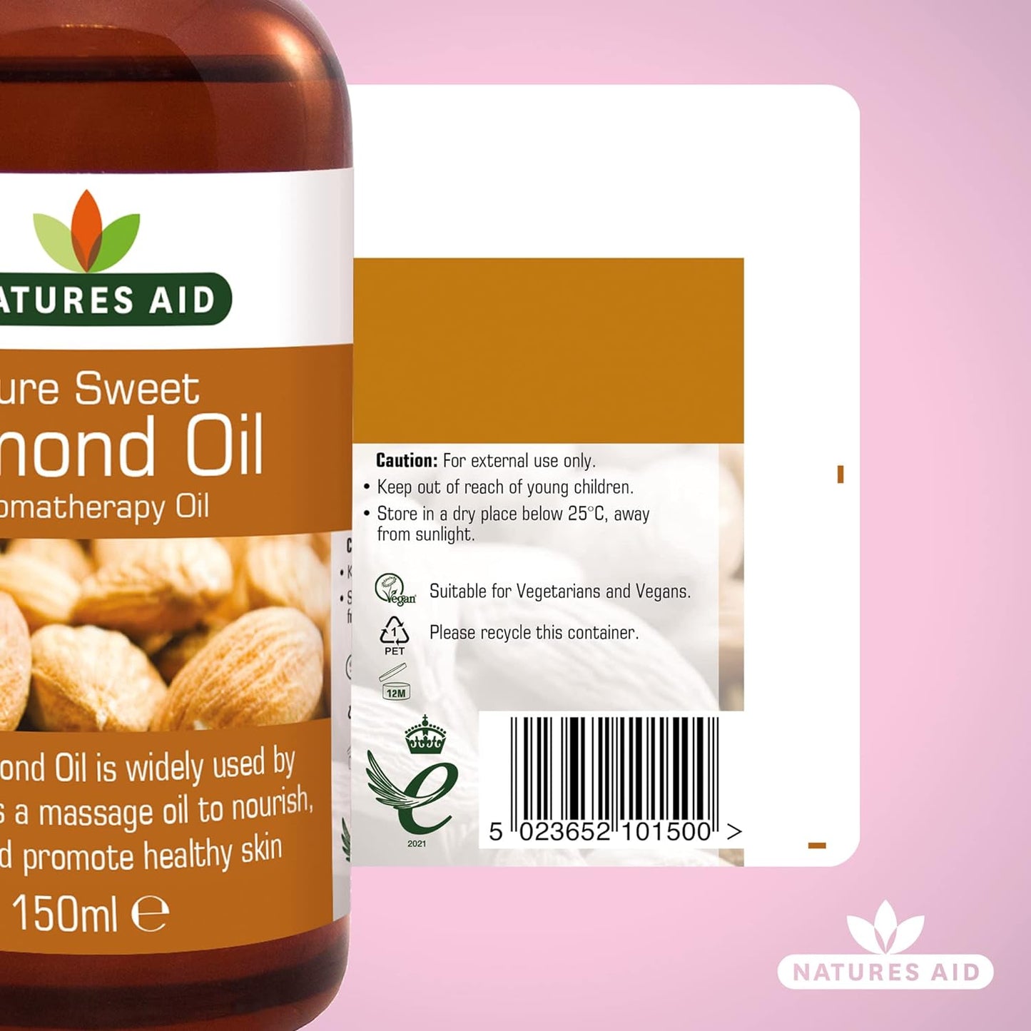 Natures Aid Almond Oil, Pure, Sweet Almond Oil, Massage Oil, Suited to Dry, Sens