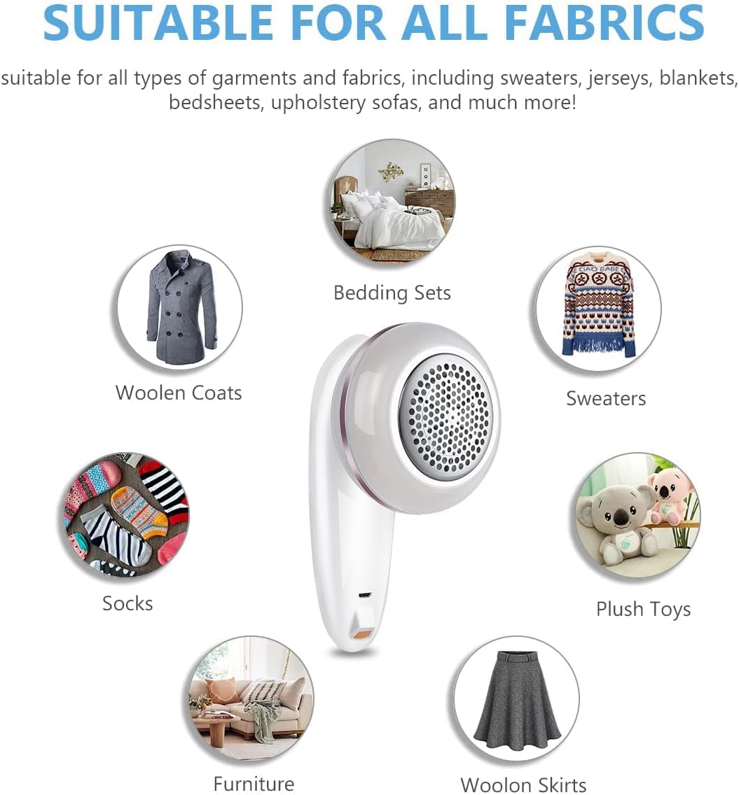URAQT Lint Remover - Advanced Fabric Shaver with USB Charging Cord Bonus Blade Superior Lint Removal
