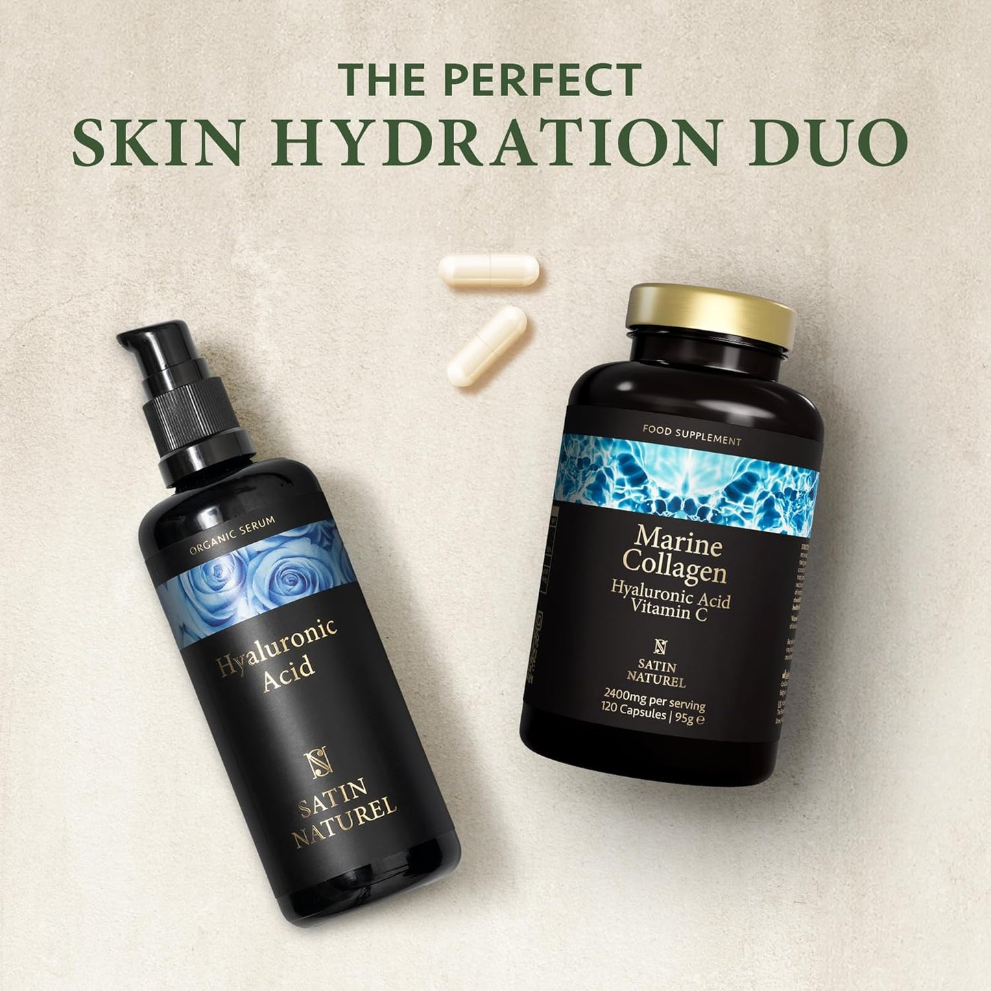 Marine Collagen Capsules with Hyaluronic Acid + Vitamin C 2400mg