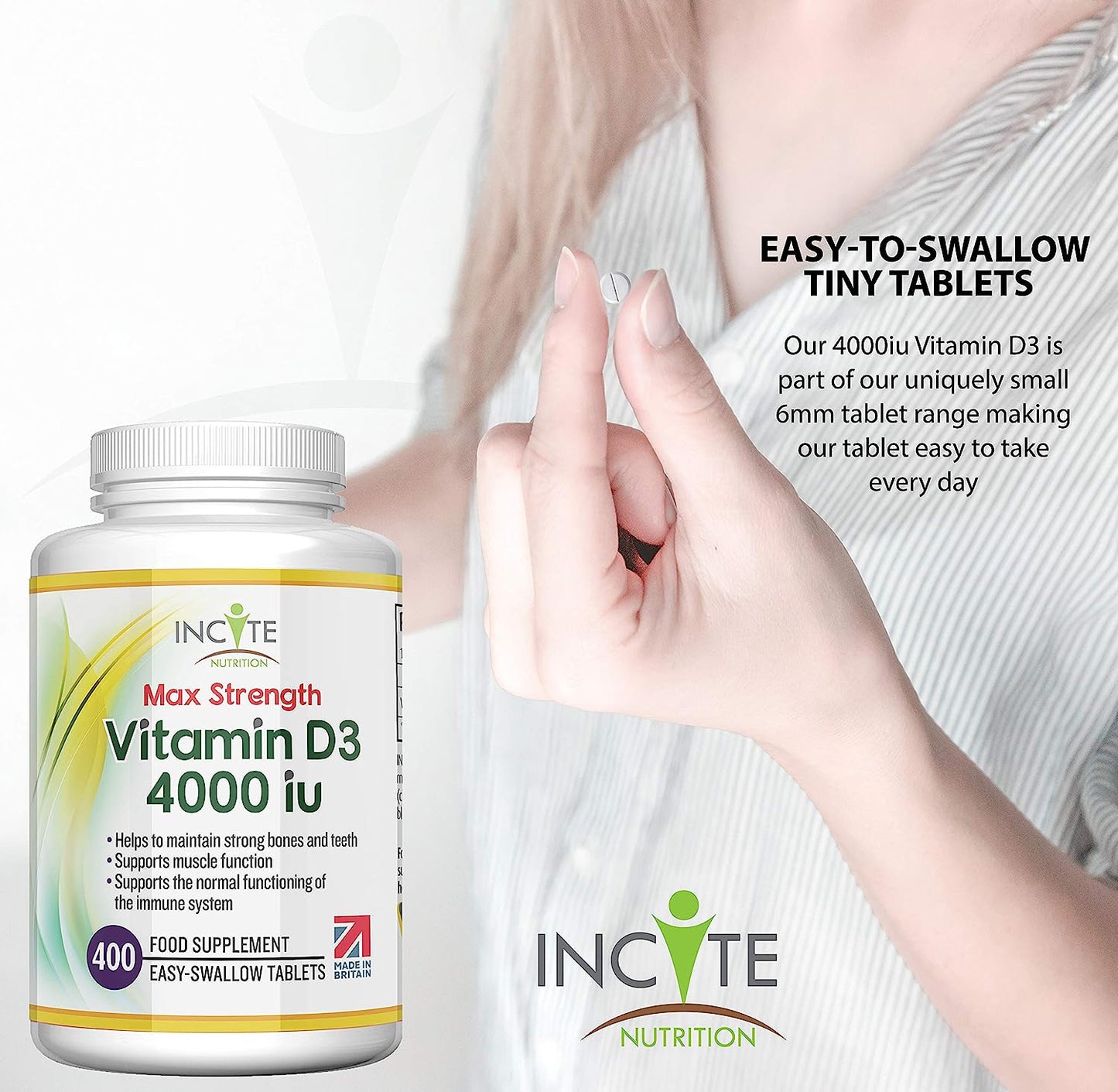 Vitamin D3 4000 iu - Vitamin D Tablets - 1 Year Supply Tablets - Vegetarian - Vitamin D Supplements - Immune System Booster - Made in The UK - Gluten Free.