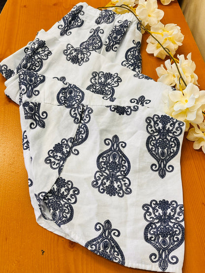 Ornate Bloom Cotton Co-ord Half Sleeve Set with Pant