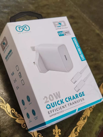 20W Quick Charger USB C 3-Port Fast GaN Charger for iPhone 16 |Cube Home Charger