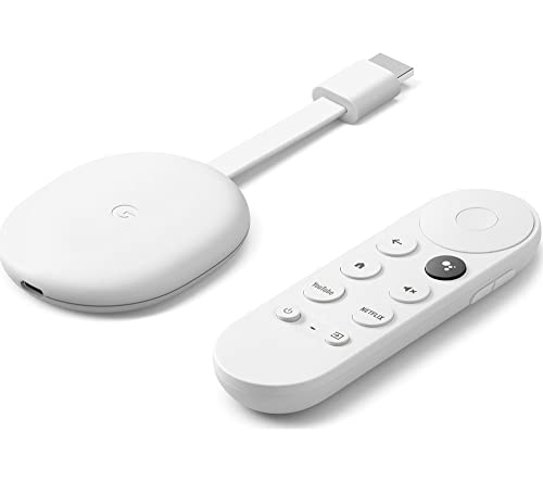 Chromecast with Google TV (4K) Snow – Streaming entertainment on your TV with voice search – Watch films, TV programmes, Netflix, NOWTV and more in 4K HDR – Simple setup