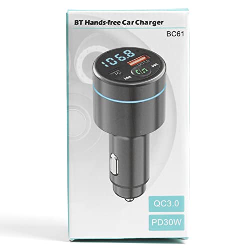 Bluetooth Car Adapter 5.3, Mohard All-Metal PD 30W & QC3.0 18W Fast Car Charger, Wireless FM Radio Car Kit FM Transmitter for Car, Noise Cancelling Hands-Free Call, Hi-Fi Music, Ring Light