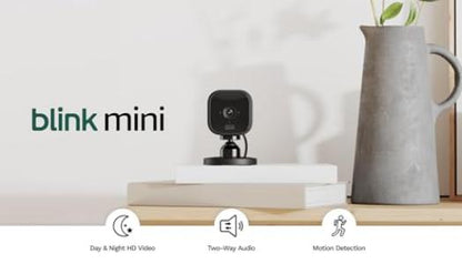 Blink Mini | Indoor plug-in pet security camera, 1080p HD day and night video, motion detection, two-way audio, easy setup, Alexa enabled — 1 camera
