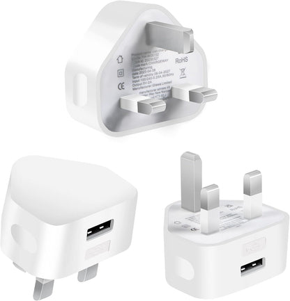 3 pack White Usb Plug For iphone