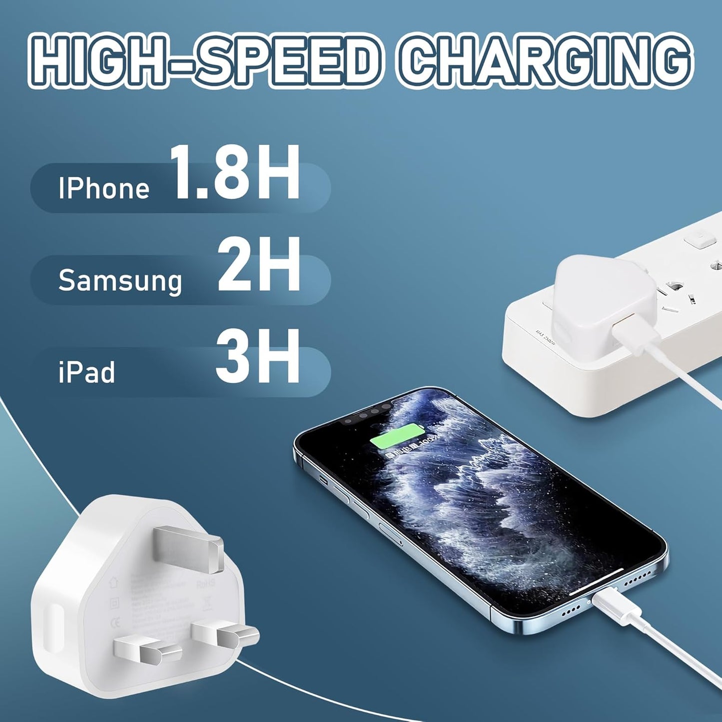 3 pack White, Usb Plug For iphone/a