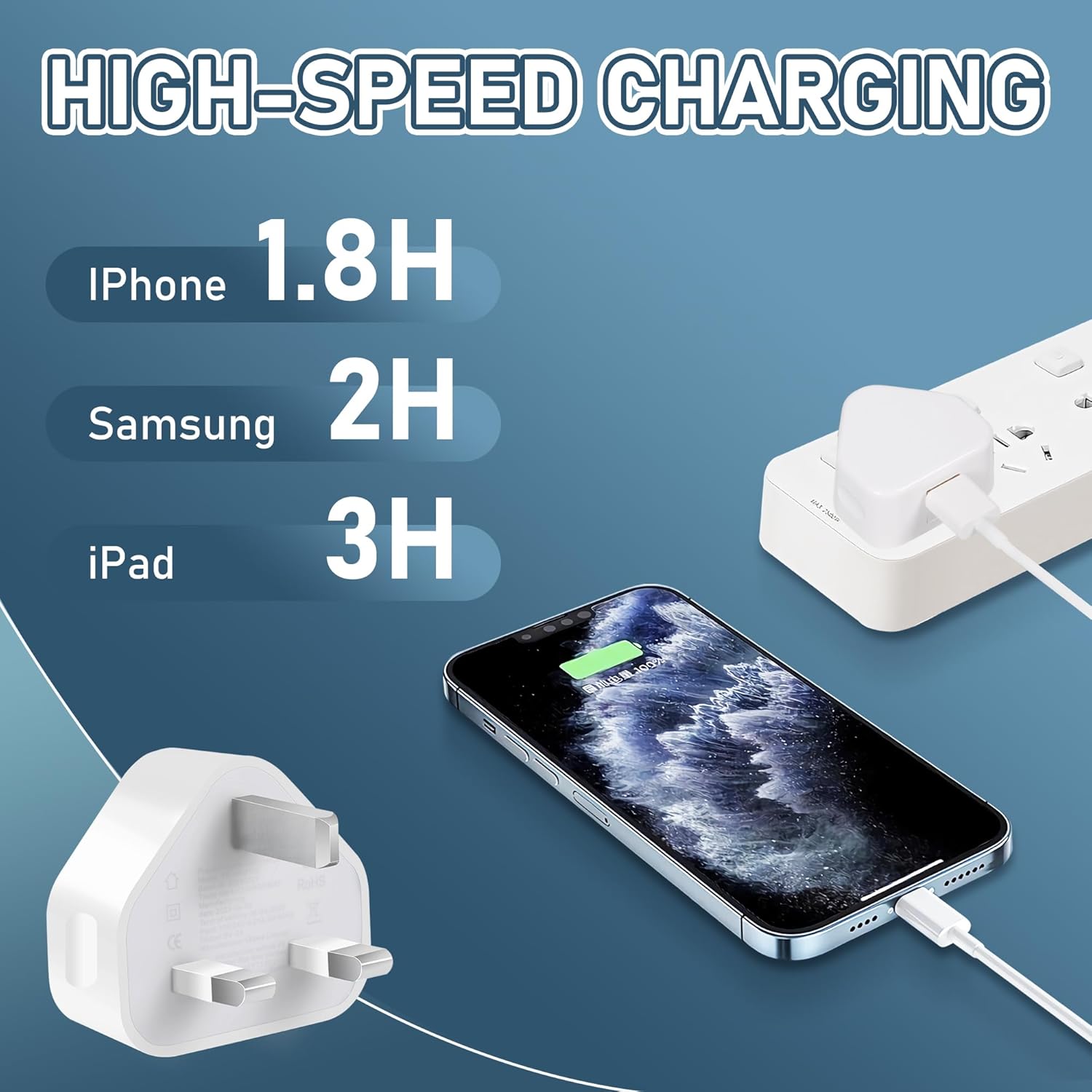 3 pack White, Usb Plug For iphone/a