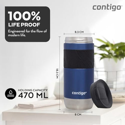 Contigo Byron Snapseal Travel Mug | Stainless Steel Thermal Mug | Vacuum Flask | Leakproof Tumbler | Coffee to Go Mug with BPA Free Easy-Clean Lid