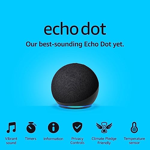 Echo Dot (5th generation, 2022 release) | Big vibrant sound Wi-Fi and Bluetooth smart speaker with Alexa | Deep Sea Blue