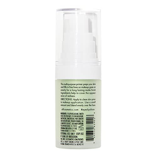 e.l.f., Hydrating Face Primer, Lightweight, Long Lasting, Creamy, Hydrates, Smooths, Fills in Pores and Fine Lines, Natural Matte Finish, Infused with Vitamin E, 0.47 Oz