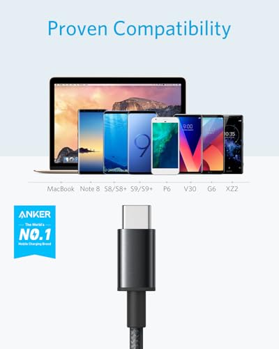 Anker USB C Charger Cable, 2-Pack 3 ft (0.9 m) USB to USB C Cable, USB A to USB C Braided Phone Charger Cable for iPhone 15 (Standard Charging), Samsung S22/S21, Huawei, Pixel, iPad, Switch, and More