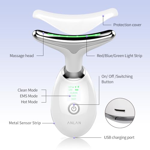 ANLAN Face Massager, Anti-Wrinkle Face Device with 3 Modes 45°C for SkinTightening & Neck Lifting EMS Massage Face Toning Firming for Women