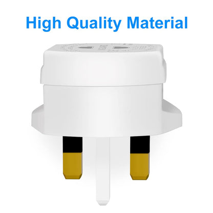 Tusreda UK to European Plug Adapter – USB-C Fast Charger, Grounded Type E/F Travel Adapter for Spain, France, Germany & More