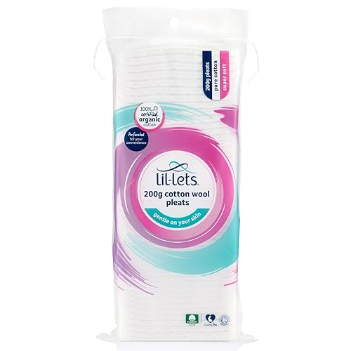 Lil-Lets Cotton Wool Round Pads, 100 Count, Certified Organic, 100% Pure Cotton Wool, Soft and Absorbent, Gentle on Skin, Dermatologically Tested