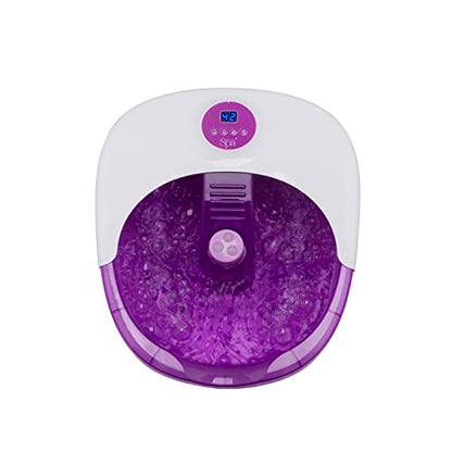 Sensio Spa Pedicure Foot Massager Bath – Heat, Bubbles & 9 Massage Accessories for Ultimate Home Foot Therapy, White & Purple