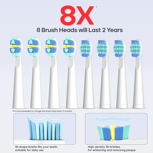 Electric Toothbrush, Rechargeable Power Toothbrush with 8 Brush Heads, Sonic Toothbrushes 40,000 VPM, 5 Cleaning Modes with Teeth Whitening, Gift for Family, Black