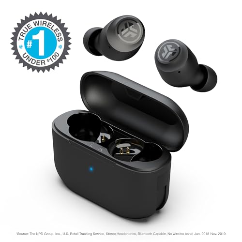 JLab Go Air Pop+ True Wireless Earbuds, In Ear Headphones, Bluetooth Earphones, 35H Playtime Ear Buds, Bluetooth Earbuds with Microphone, USB-C Charging Case, Multipoint, EQ3 Sound, Black