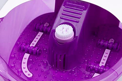 Sensio Spa Pedicure Foot Massager Bath – Heat, Bubbles & 9 Massage Accessories for Ultimate Home Foot Therapy, White & Purple