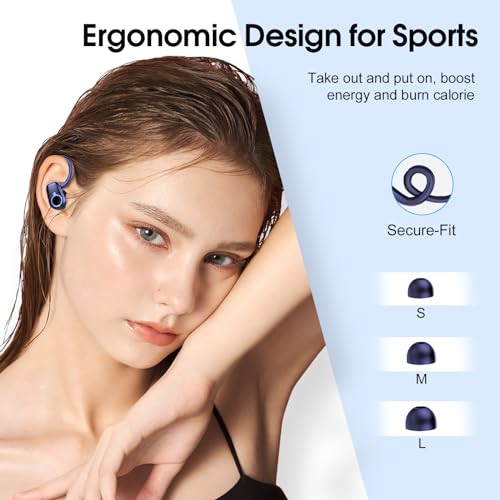 Wireless Earbuds, Bluetooth 5.3 Headphones with 4 ENC Noise Canceling Mic, 50H Stereo Dual LED Display Ear Buds, Sport Wireless Earphones with Earhooks, IP7 Waterproof Wireless Headphones for Running