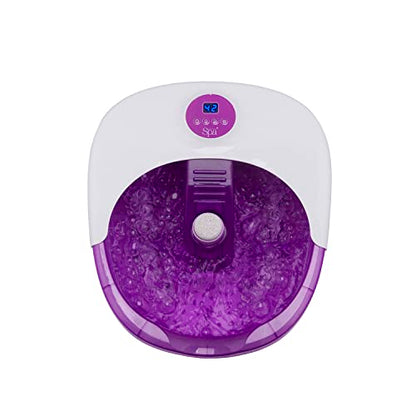 Sensio Spa Pedicure Foot Massager Bath – Heat, Bubbles & 9 Massage Accessories for Ultimate Home Foot Therapy, White & Purple