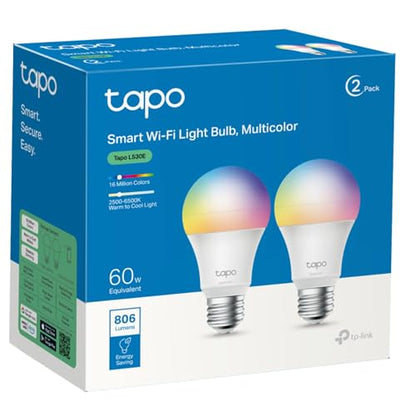 Tapo Smart Bulb, Smart WiFi LED Light, B22, 8.3W, Works with Amazon Alexa(Echo and Echo Dot) and Google Home, Colour-Changeable, No Hub Required (Tapo L530B) [Energy Class F], Multicolor