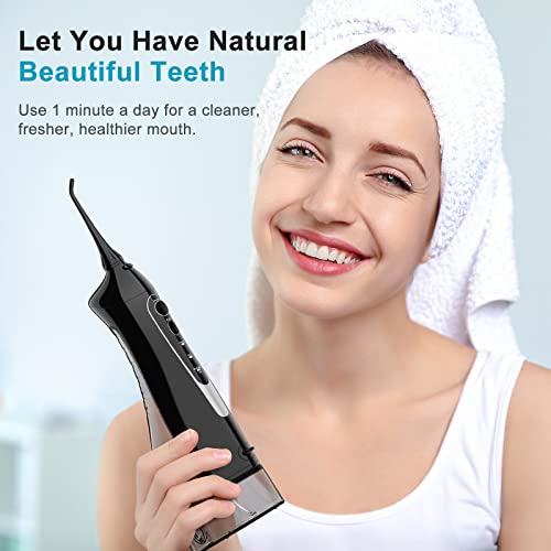 Water Dental Flosser for Teeth Cordless: COSLUS Portable Oral Irrigator 300ML 5 Jet Tips Rechargeable Tooth Flosser Teeth Braces Pick IPX7 Waterproof Irrigation Cleaner for Travel Home