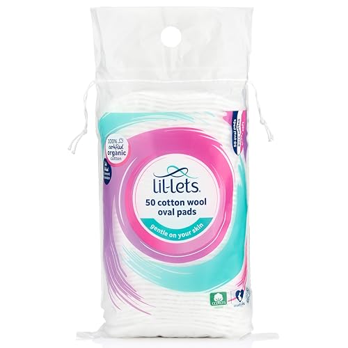 Lil-Lets Cotton Wool Round Pads, 100 Count, Certified Organic, 100% Pure Cotton Wool, Soft and Absorbent, Gentle on Skin, Dermatologically Tested