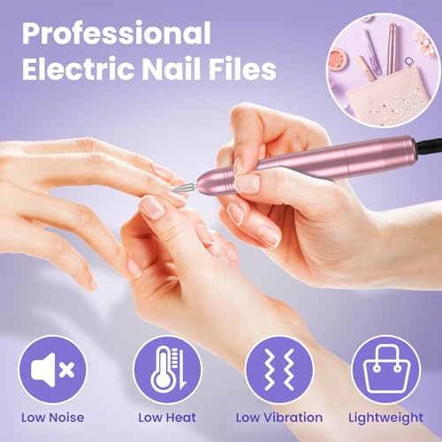 Electric Nail Files, Professional Nail Drill for Acrylic Nails Gel, Electric Nail Drill 20000 RPM, Adjustable Speed E File for Nails, Electric Manicure Pedicure Kit Gifts for Beginner Girl Women Mum