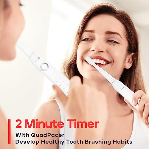 Electric Toothbrush, Rechargeable Power Toothbrush with 8 Brush Heads, Sonic Toothbrushes 40,000 VPM, 5 Cleaning Modes with Teeth Whitening, Gift for Family, Black