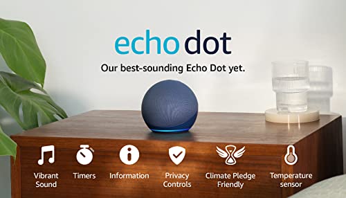 Echo Dot (5th generation, 2022 release) | Big vibrant sound Wi-Fi and Bluetooth smart speaker with Alexa | Deep Sea Blue