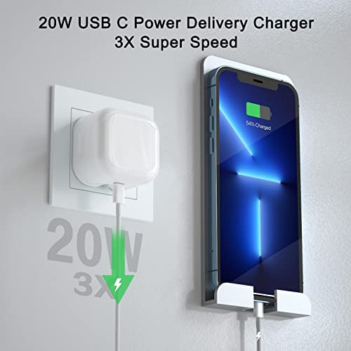 iPhone Charger Cable and Plug, iPhone Fast Charger 20W PD 3.0 USB C Wall Charger Plug with 1M iPhone Fast Charging Cable USB C Fast Charger Compatible with Phone 14 13 12 11 Pro Max X XR Xs 8, Pad