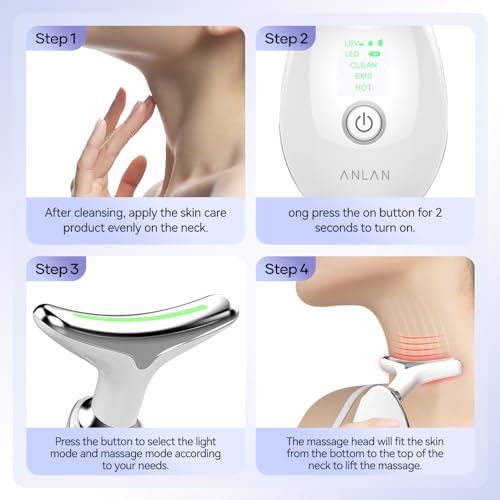 ANLAN Face Massager, Anti-Wrinkle Face Device with 3 Modes 45°C for SkinTightening & Neck Lifting EMS Massage Face Toning Firming for Women