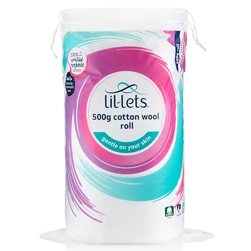 Lil-Lets Cotton Wool Round Pads, 100 Count, Certified Organic, 100% Pure Cotton Wool, Soft and Absorbent, Gentle on Skin, Dermatologically Tested