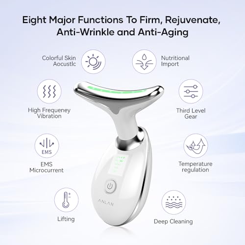 ANLAN Face Massager, Anti-Wrinkle Face Device with 3 Modes 45°C for SkinTightening & Neck Lifting EMS Massage Face Toning Firming for Women