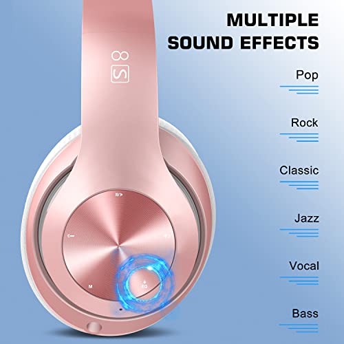 Moobesthy Wireless Headphones Over Ear, Bluetooth Headphones Over Ear, 60H Playtime Headphones Wireless Bluetooth with 6 EQ Modes, Headphones with Mic