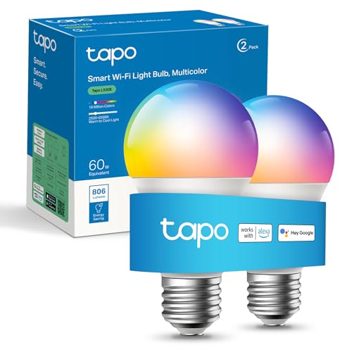 Tapo Smart Bulb, Smart WiFi LED Light, B22, 8.3W, Works with Amazon Alexa(Echo and Echo Dot) and Google Home, Colour-Changeable, No Hub Required (Tapo L530B) [Energy Class F], Multicolor