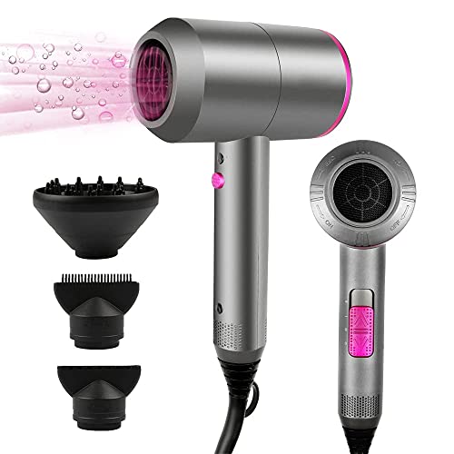 HappyGoo Hair Dryer Professional Ionic Hairdryer with 2 Speed 3 Heat Setting, Cool Shot Button, 1 Diffuser & 2 Concentrator for Women Man