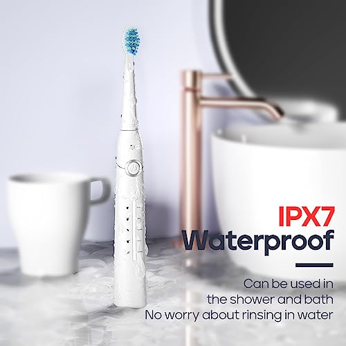 Electric Toothbrush, Rechargeable Power Toothbrush with 8 Brush Heads, Sonic Toothbrushes 40,000 VPM, 5 Cleaning Modes with Teeth Whitening, Gift for Family, Black