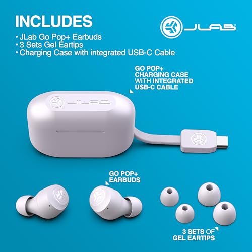 JLab Go Air Pop+ True Wireless Earbuds, In Ear Headphones, Bluetooth Earphones, 35H Playtime Ear Buds, Bluetooth Earbuds with Microphone, USB-C Charging Case, Multipoint, EQ3 Sound, Black