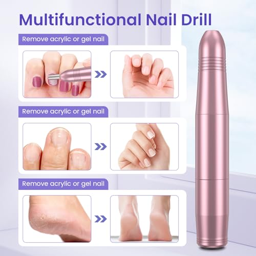 Electric Nail Files, Professional Nail Drill for Acrylic Nails Gel, Electric Nail Drill 20000 RPM, Adjustable Speed E File for Nails, Electric Manicure Pedicure Kit Gifts for Beginner Girl Women Mum