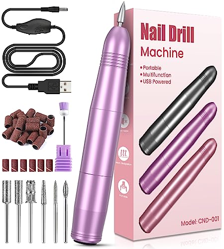 Electric Nail Files, Professional Nail Drill for Acrylic Nails Gel, Electric Nail Drill 20000 RPM, Adjustable Speed E File for Nails, Electric Manicure Pedicure Kit Gifts for Beginner Girl Women Mum