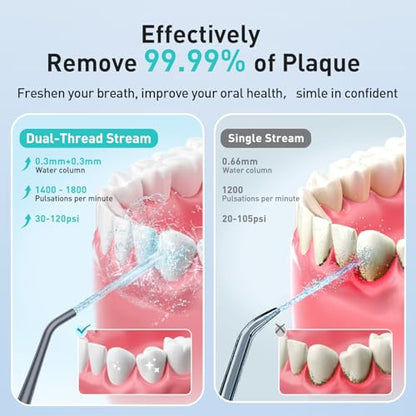 COSLUS Cordless Water Dental Flosser – Portable Rechargeable Oral Irrigator, Waterproof Teeth Cleaner for Braces, Travel & Home