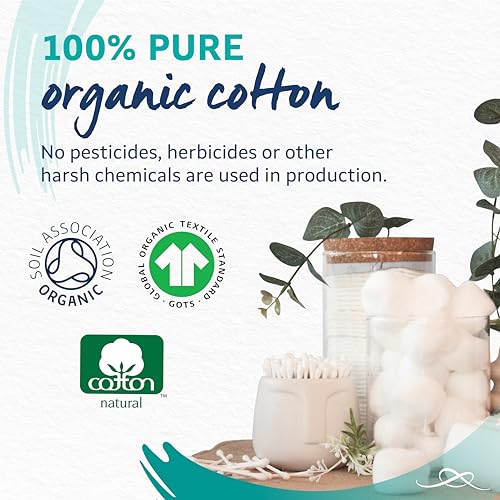 Lil-Lets Cotton Wool Round Pads, 100 Count, Certified Organic, 100% Pure Cotton Wool, Soft and Absorbent, Gentle on Skin, Dermatologically Tested