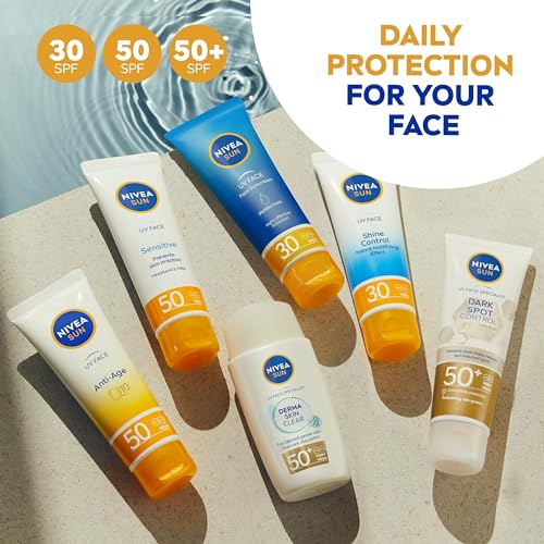 NIVEA Sun UV Face Shine Control SPF 50 Cream (50ml), Sun Cream Protects Against UVA/UVB Rays and Premature Skin Ageing, Sunscreen for Delicate Facial Skin