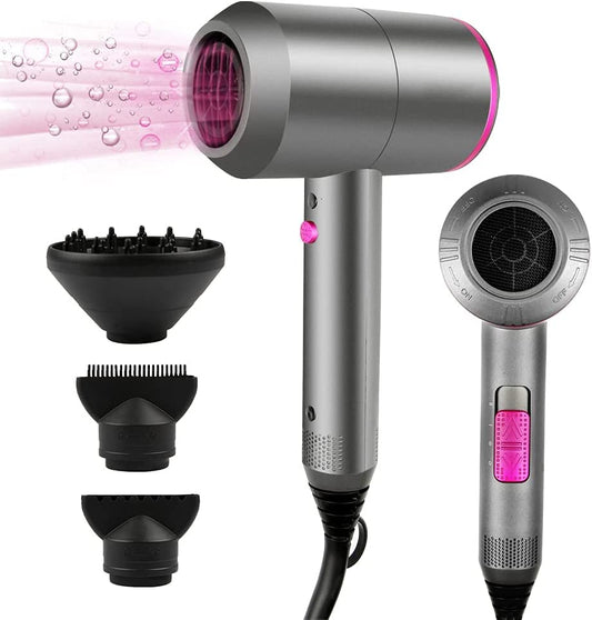 HappyGoo Hair Dryer Professional Ionic Hairdryer with 2 Speed 3 Heat Setting, Cool Shot Button, 1 Diffuser & 2 Concentrator for Women Man