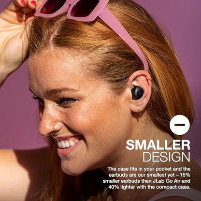 JLab Go Air Pop+ True Wireless Earbuds – Bluetooth Earphones with 35H Playtime, USB-C Charging Case, EQ3 Sound & Multipoint, Black